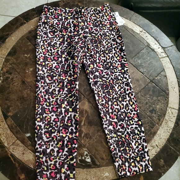 Marc Cain Crop Cheetah pants with pink and yellow N4 US 10 NWT - Picture 2 of 8